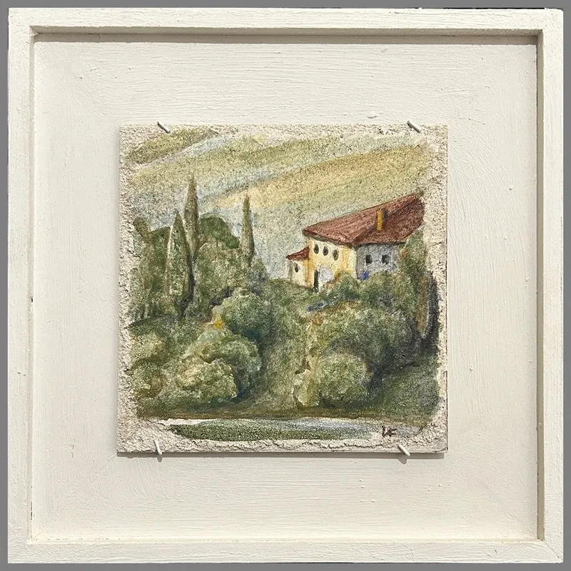 Tuscan Hillside - study on sand intonaco for Canaan Builders Fresco