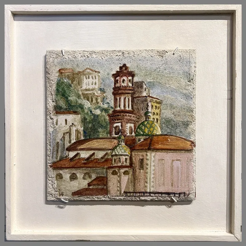 Atrani Village - fresco study on sand intonaco for Canaan Builders Fresco
