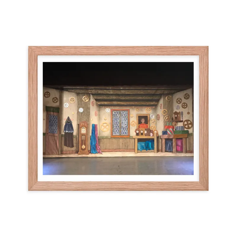 Drosselmeyer's Workshop - Backdrop for Lake Arrowhead Classical Ballet Company by iLia Fresco - Framed poster