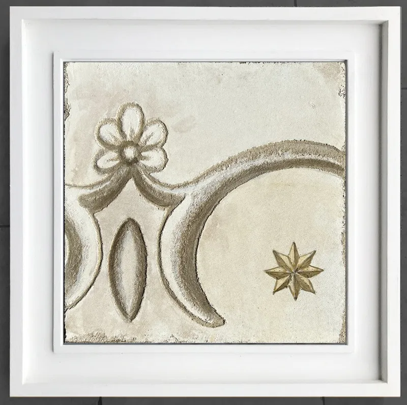 The Vine and The Star - study for Celestial Fresco Sgraffito - Fresco Fragment