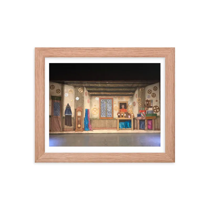 Drosselmeyer's Workshop - Backdrop for Lake Arrowhead Classical Ballet Company by iLia Fresco - Framed poster