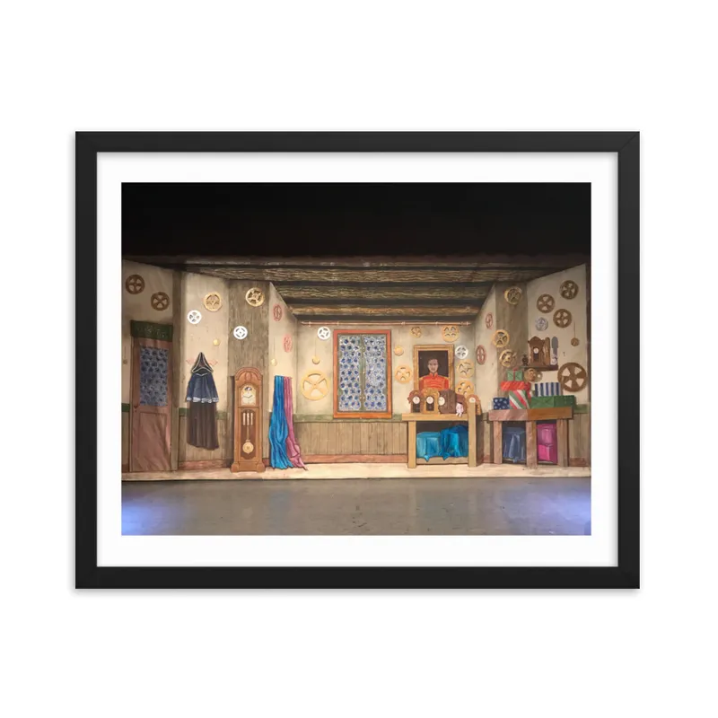 Drosselmeyer's Workshop - Backdrop for Lake Arrowhead Classical Ballet Company by iLia Fresco - Framed poster