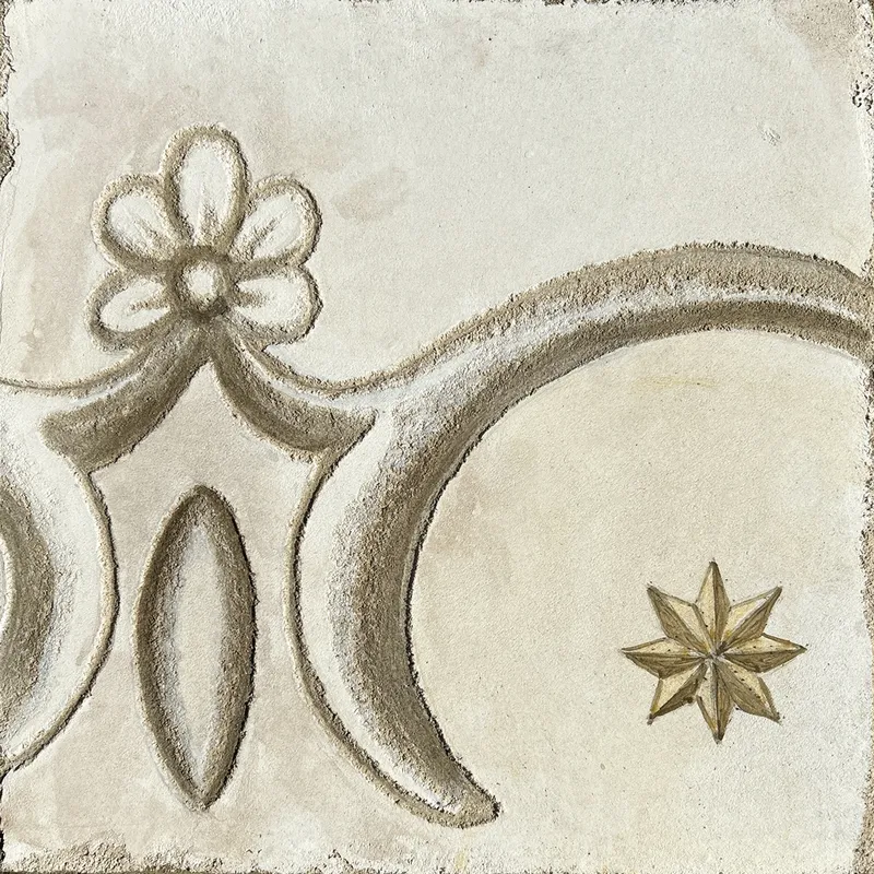 The Vine and The Star - study for Celestial Fresco Sgraffito - Fresco Fragment
