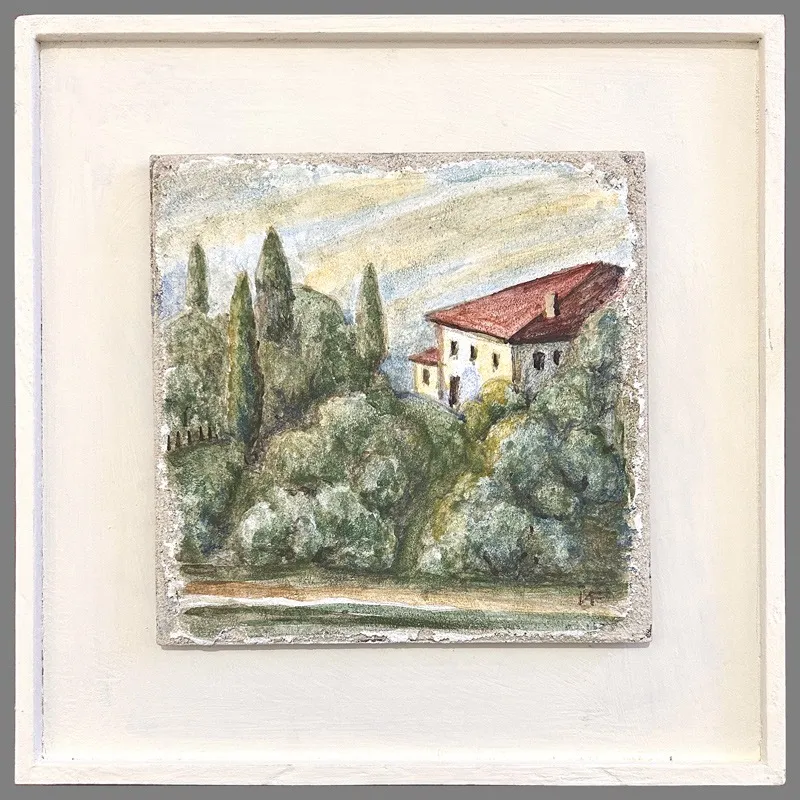 Tuscan Hillside - study on marble intonaco for Canaan Builders Fresco