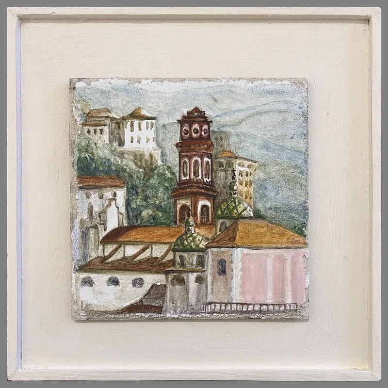 Atrani Village - fresco study on marble intonaco for Canaan Builders Fresco