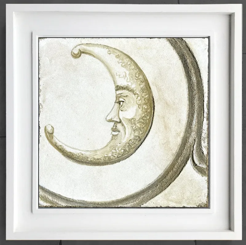 The Crescent Moon - study for Celestial Fresco Sgraffito - Fresco Fragment