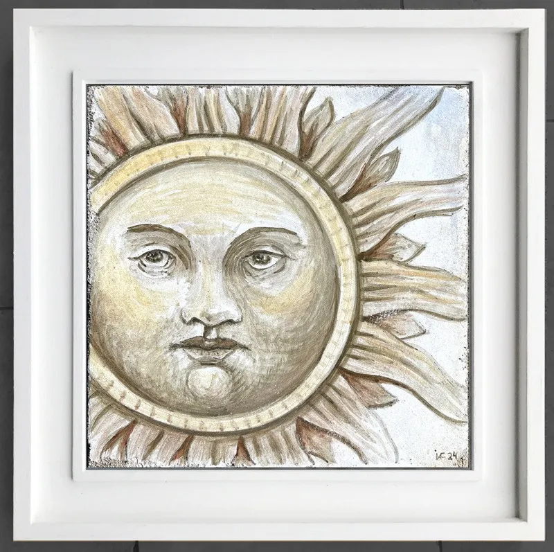 The Sun - study for Celestial Fresco Sgraffito - Fresco Fragment