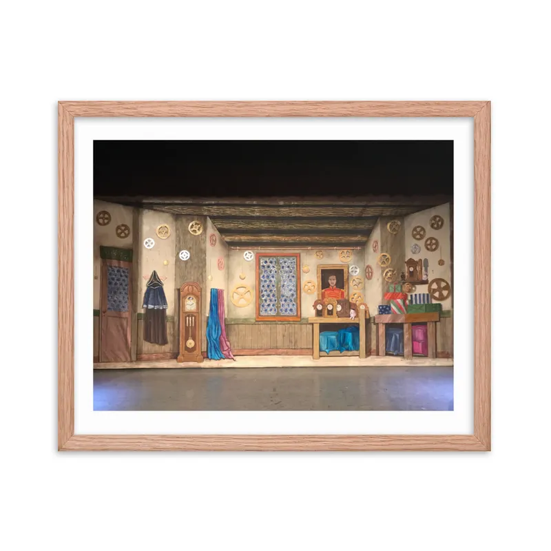 Drosselmeyer's Workshop - Backdrop for Lake Arrowhead Classical Ballet Company by iLia Fresco - Framed poster