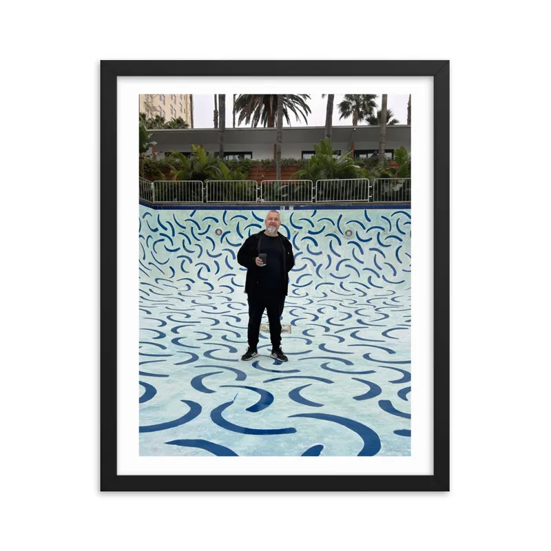 iLia Fresco at the bottom of the Hockney Pool 2024, Hollywood Roosevelt Hotel - Framed poster